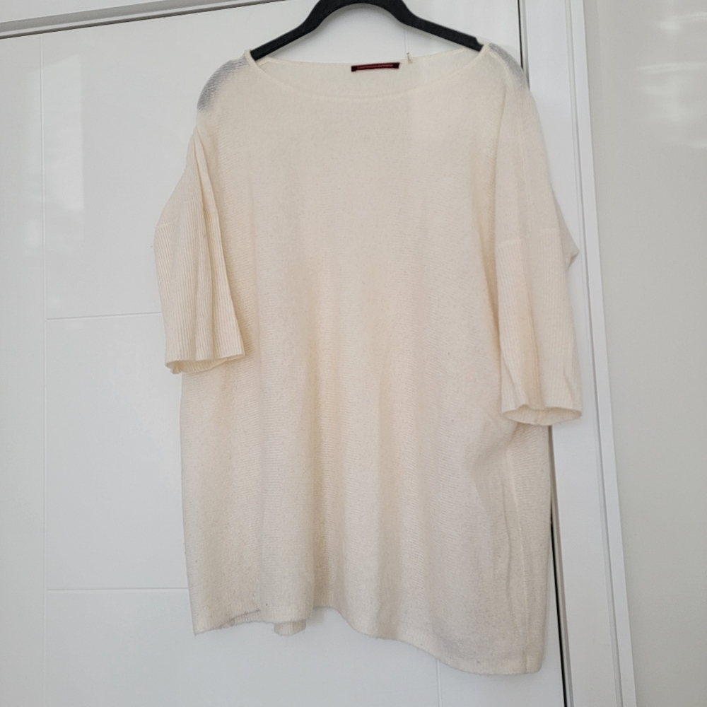 Semi sheer off white lightweight spring / summer cashmere sweater